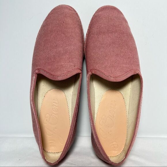 J Crew Venetian Canvas Pink Loafers Slip On 6.5 - Picture 8 of 9